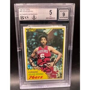 1981-82 Topps Julis Erving Autograph Beckett 9 BAS Dr. J Philadelphia 76ers NBA